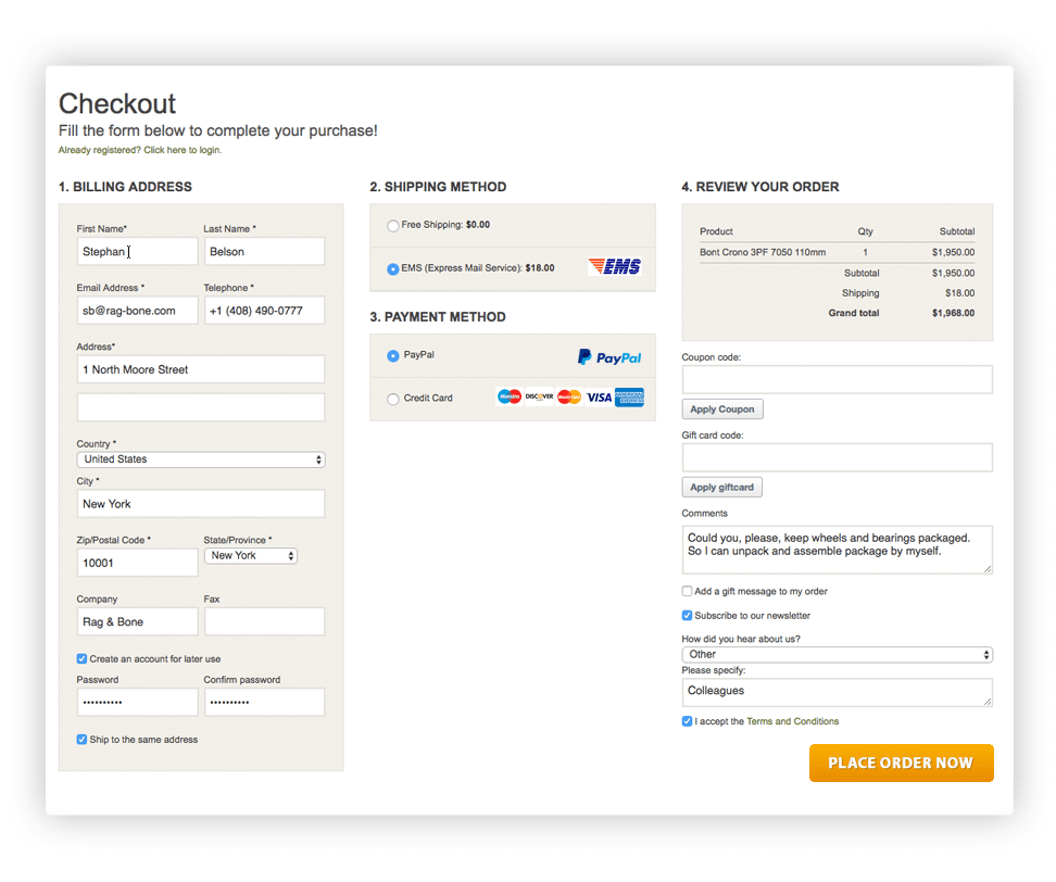 Offer single-page checkout