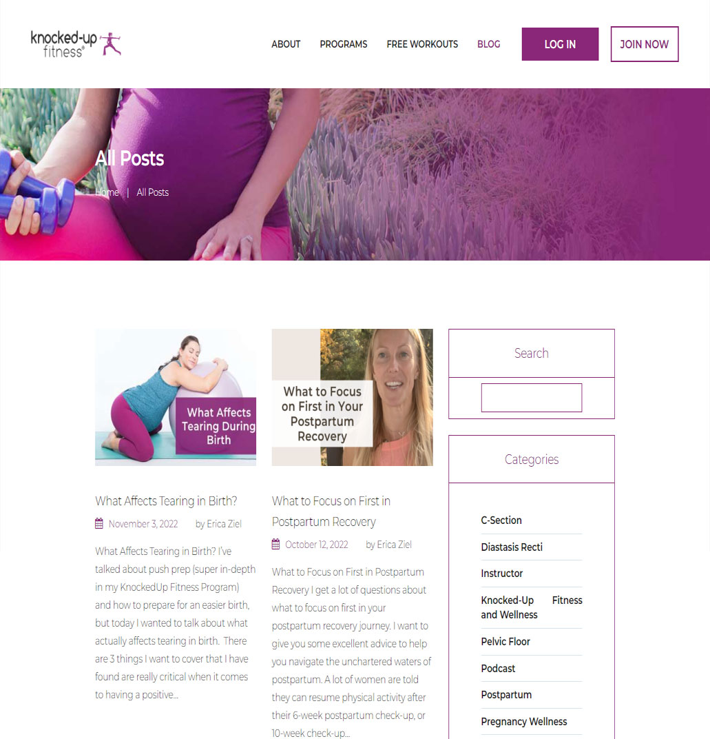 Fitness Blog Website Design