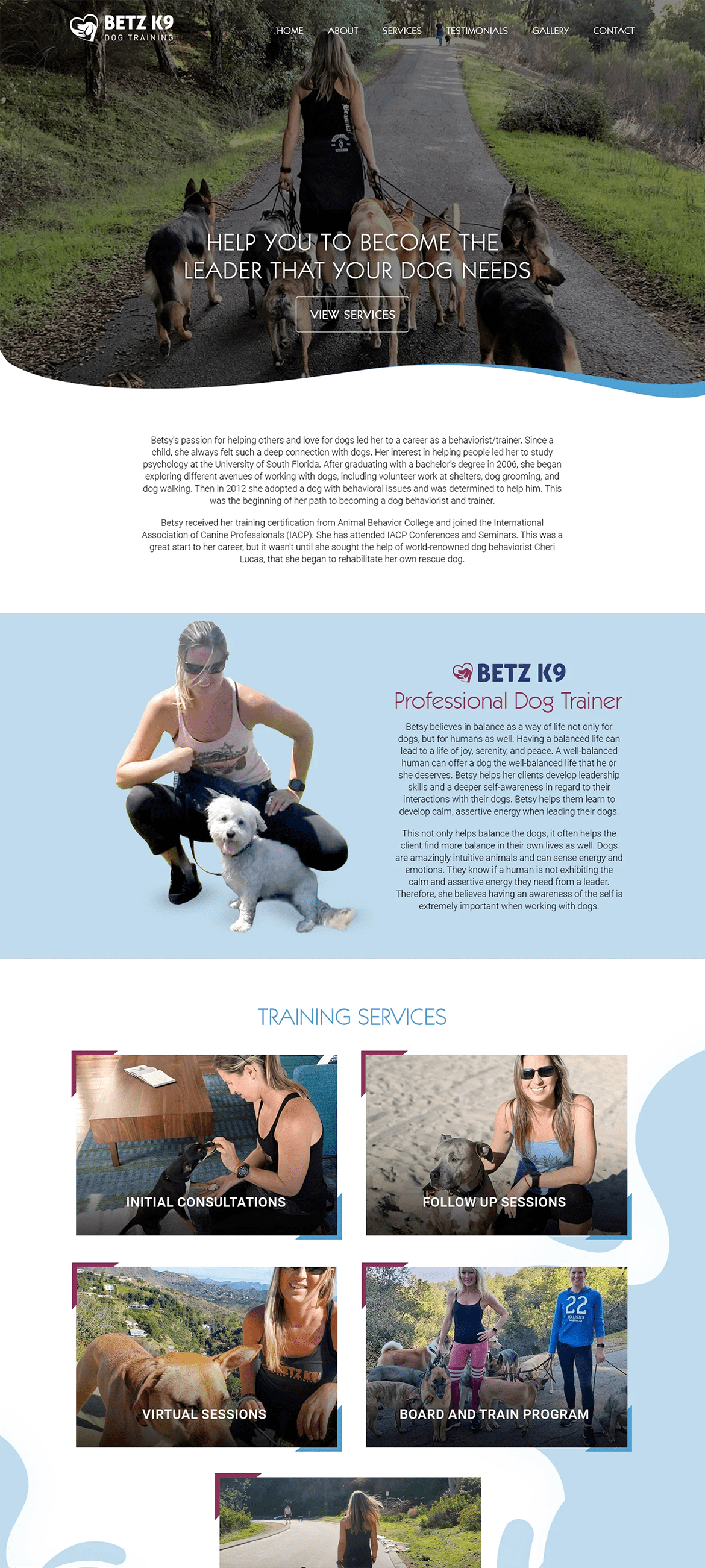 Betz Dog Training Website Design and Development, Dallas TX