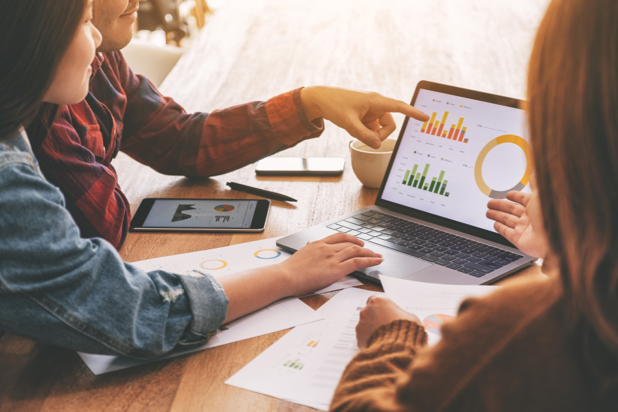 a team analyzing content performance