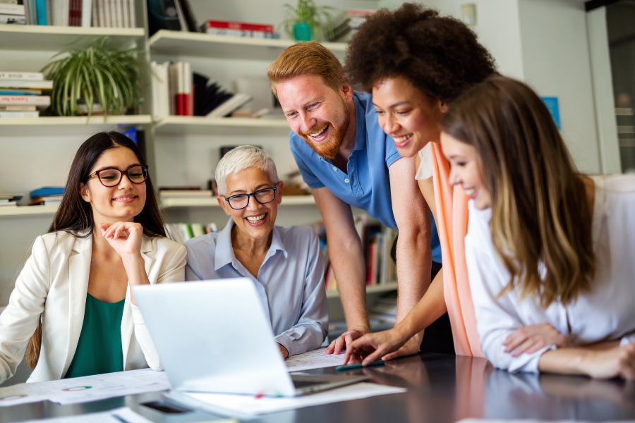 a team checking on a content plan