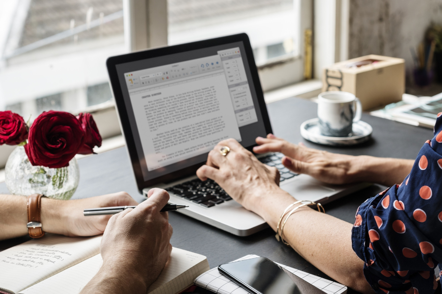 a team creating content for their website
