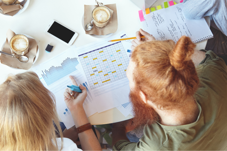 a team of marketing planning their content strategy implementation