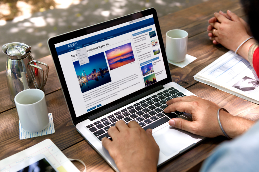 a man checking a content creation guide